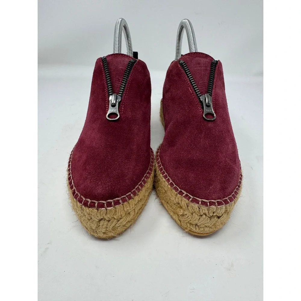 Eric Michael Serena Slip-On Suede Zip Espadrille Platform Made in Spain Size 37